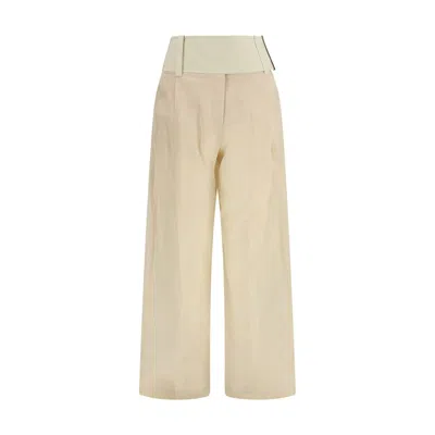 Max Mara Beige Cotton Casual Pants In Neutral