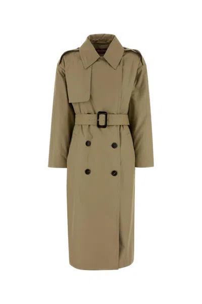 Max Mara Charme Belted Cotton Trench Coat In Brown