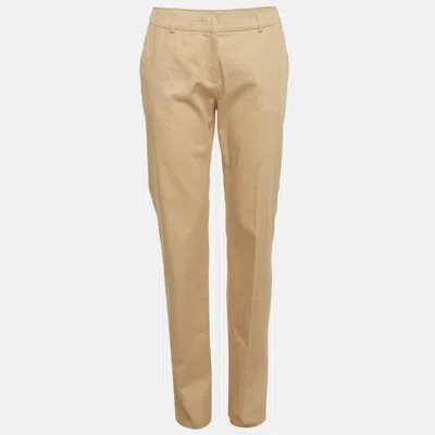 Pre-owned Max Mara Beige Cotton Chino Pants M In Sand
