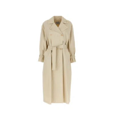 Max Mara Beige Cotton Coat In Neutral