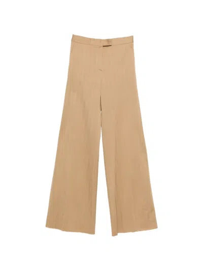 Max Mara Beige Cotton Trousers In Multi