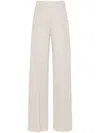 Max Mara Linen Blend Wide-leg Trousers In Beige