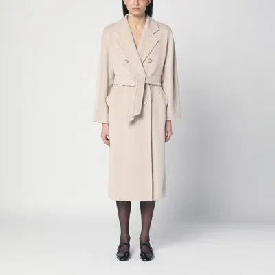 MAX MARA BEIGE DOUBLE-BREASTED COAT IN WOOL AND CASHMERE