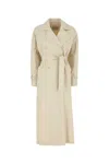 Max Mara Double-breasted Ivory Trench Coat With Belted Waist In Beige