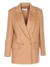 Max Mara Double-breasted Jacket Structured Shoulders In Brown
