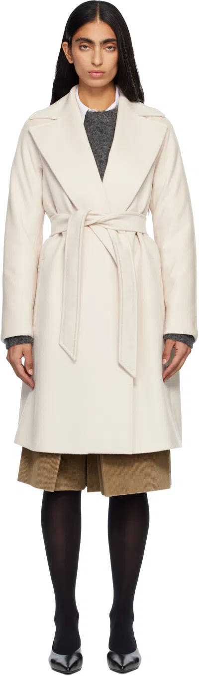 Max Mara Beige Dravenna Coat In White