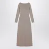 Max Mara Beige Dress In Viscose And Lurex Yarn In Gray