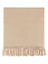 Max Mara Logo Embroidered Fringed Edge Scarf