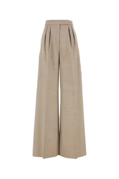 MAX MARA BEIGE ENTRATA WIDE LEG PINCES PANT