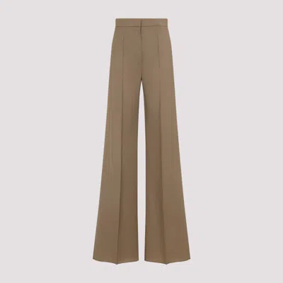 Max Mara Beige Fernet Straight Wool Pants In Brown