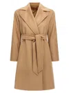 Max Mara Beige Flared Coat In Brown