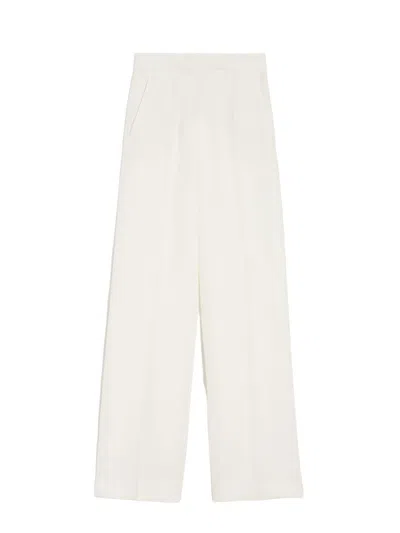 Max Mara Beige Flaxlinen Trousers For Women In White
