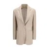 Max Mara Single-breasted Wool-blend Blazer In Nude