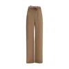 Max Mara Beige Fleece Wool Casual Pants In Brown
