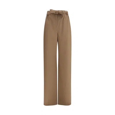 Max Mara Beige Fleece Wool Casual Pants In Brown