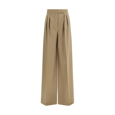 Max Mara Beige Fleece Wool Casual Pants In Gray
