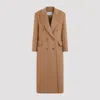 Max Mara Double-breasted Long Coat In Nude & Neutrals