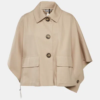 Pre-owned Max Mara Beige Gabardine Button Up Fred Cape Coat S In Sand
