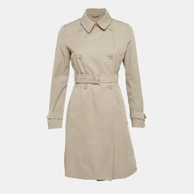 Max Mara Beige Gabardine Double Breasted Coat In Gray