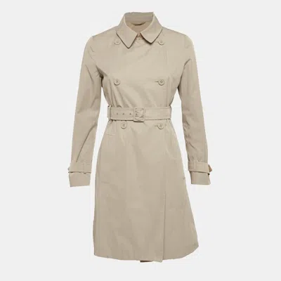 Pre-owned Max Mara Beige Gabardine Double Breasted Coat S In Sand