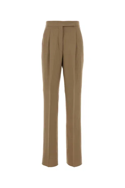 Max Mara Beige Hemp Abate Pant In Brown