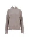 Max Mara Beige High-neck Sweater In Gray