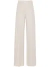 MAX MARA BEIGE HIGH WAIST TROUSERS WITH SIDE POCKETS AND WIDE LEGS
