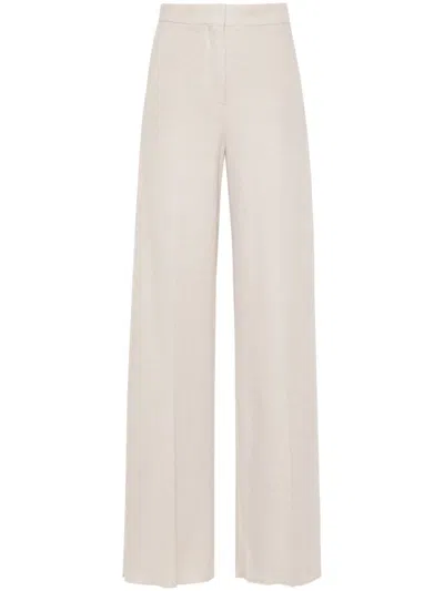 MAX MARA BEIGE HIGH WAIST TROUSERS WITH SIDE POCKETS AND WIDE LEGS