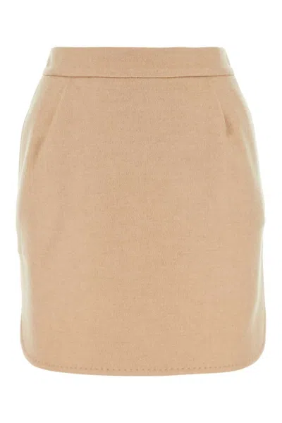 Max Mara Beige High-waisted Skirt In Brown