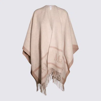 Max Mara Beige Ilde Wool Scarves In Brown