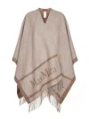Max Mara Beige Jacquard Wool Hilde Poncho