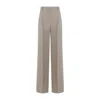 MAX MARA BEIGE JUTA VIRGIN WOOL SEGALE WIDE LEG BUTTONS PANTS