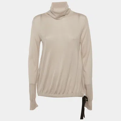 Max Mara Beige Knit Turtle Neck Sweater In Brown