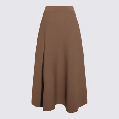 Max Mara Beige Lazio Midi Skirt In Brown