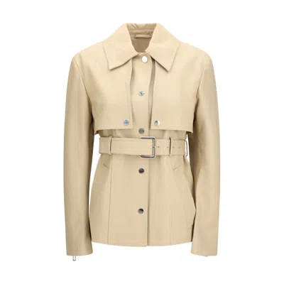Max Mara Beige Leather Jacket In Brown