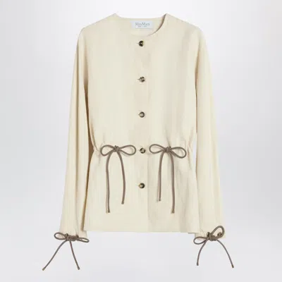 Max Mara Beige Linen And Silk Jacket With Drawstring In Neutral