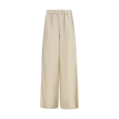 Max Mara Wide-leg Linen And Silk Pants In Gray