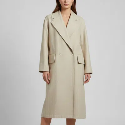 Pre-owned Max Mara Beige Linen Double Breasted Mescal Duster Coat M In Sand