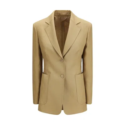 Max Mara Beige Linen Jackets And Coat In Gold