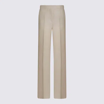 Max Mara Beige Linen Pants In Neutral