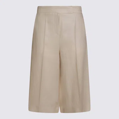 Max Mara Beige Linen Shorts In Neutral
