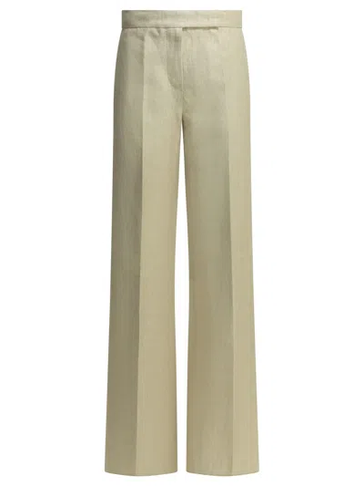 Max Mara Beige Linen Tailored Pants In Neutral