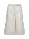 Max Mara Beige Linen Twill Mxmkaki Bermuda Shorts In Neutral
