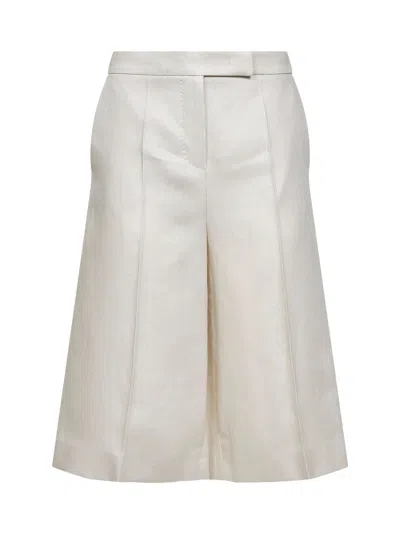 Max Mara Beige Linen Twill Mxmkaki Bermuda Shorts In Neutral