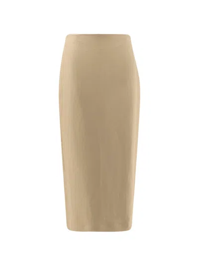 Max Mara Beige Linen Veranda Skirt In Brown