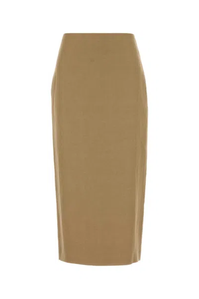 Max Mara Beige Linen Veranda Skirt In Brown