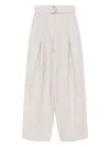 Max Mara Beige Linen Wide-leg Trousers