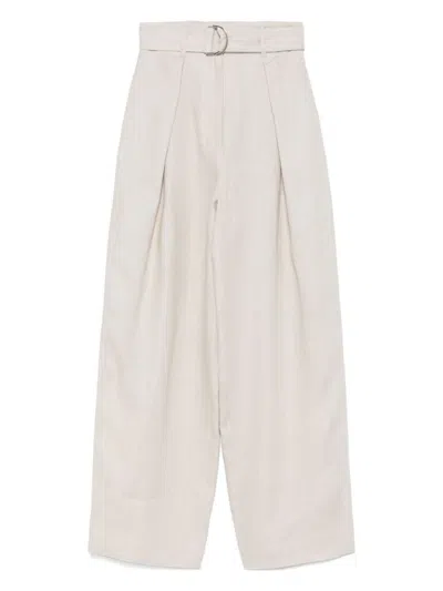 Max Mara Beige Linen Wide-leg Trousers