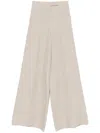 Max Mara Beige Linen Wide-leg Trousers In Neutral