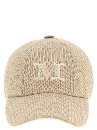 MAX MARA WOMEN BEIGE LOGO BASEBALL HAT, XS LUXURY HATS FOR WOMEN DARVEYS